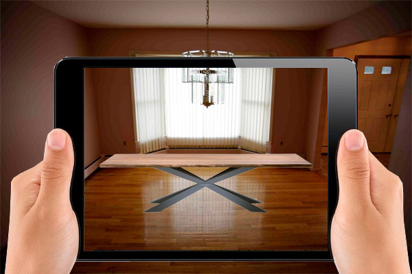 Mesa de comedor Spyder Wood supuerpuesta mediante Realidad Aumentada Mesa de comedor Spyder Wod con Realidad Aumentada