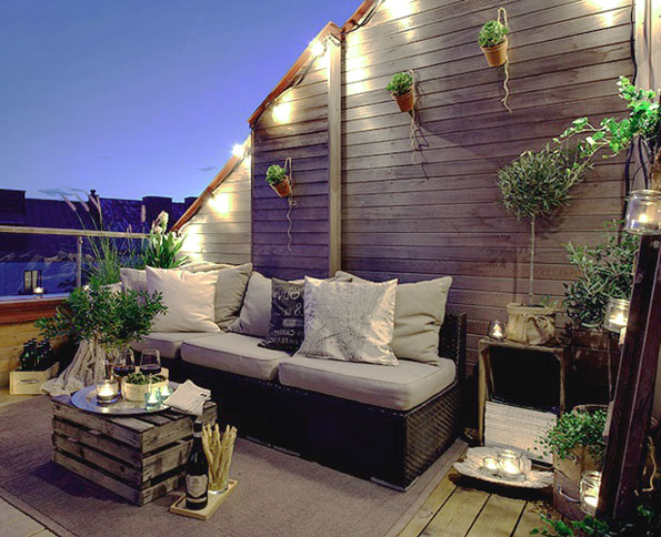 Terraza de noche Muebles de exterior