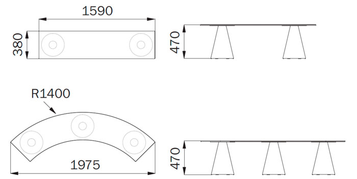 Diagrama banco Ikon bench de Pedrali