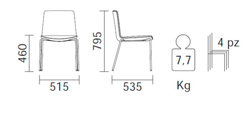 Silla de cocina Noa 725. Pedrali - Sillas de diseño en ociohogar.com