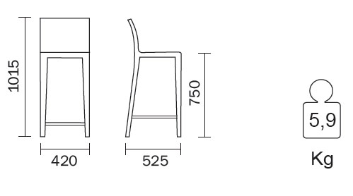 Taburete Young de Pedrali