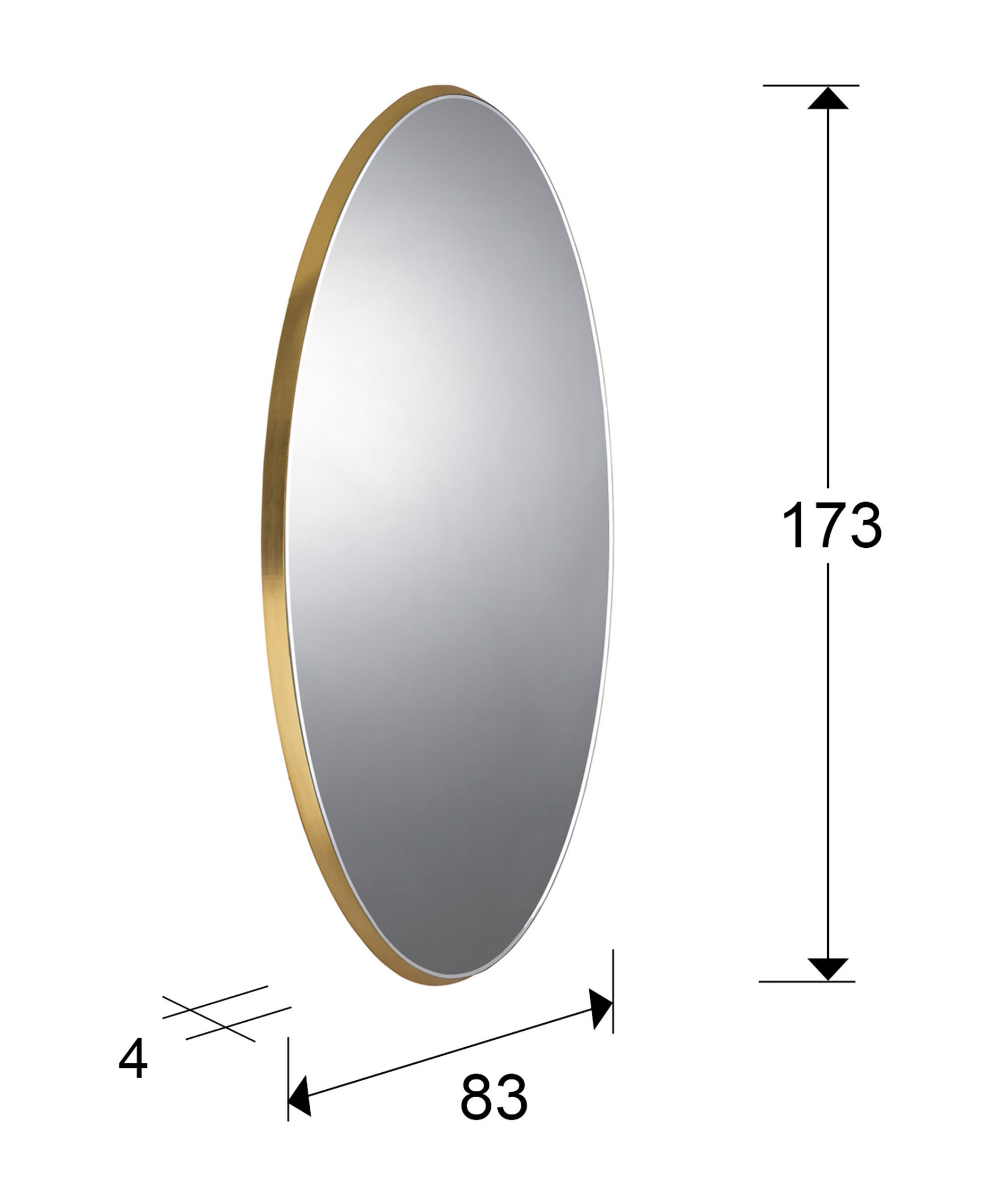 Medidas Espejo Aries Oval 80x170 Oro