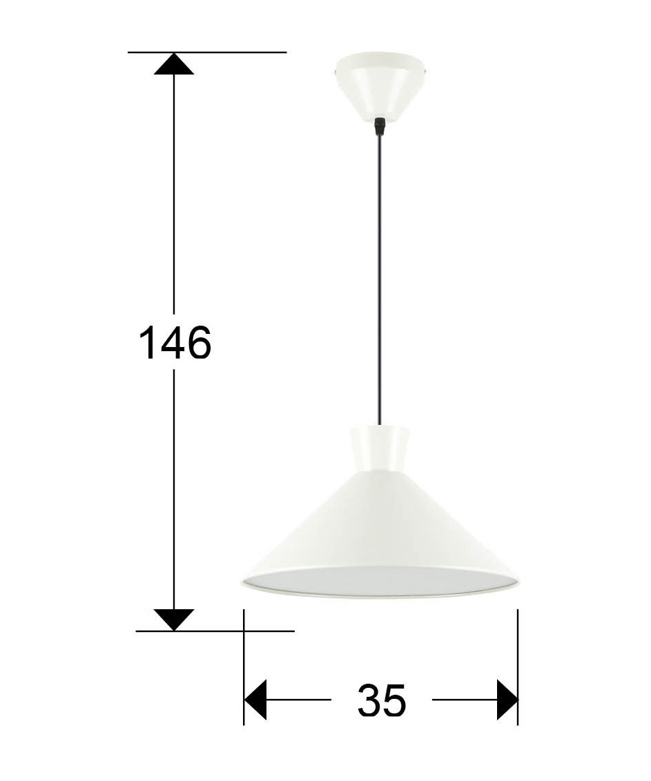 Medidas I3 Cono Lámpara 1l Perla Mate