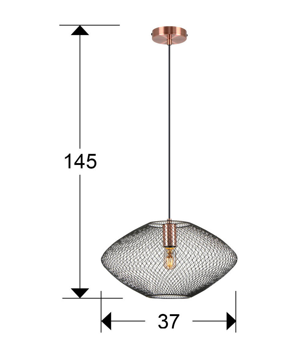 Medidas I3 Melany Lámpara 1l Negro Cobre