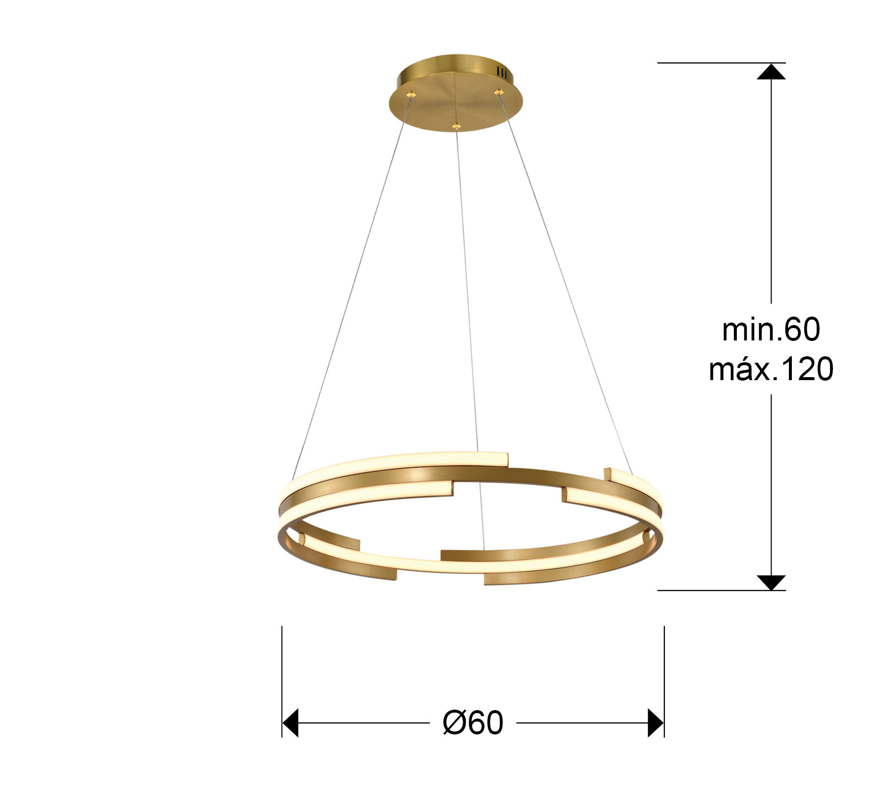 Medidas Ciclos Lámpara Oro D60