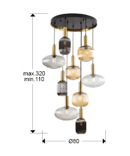 Medidas Norma Lámpara 9l Negro Latón Dimmable