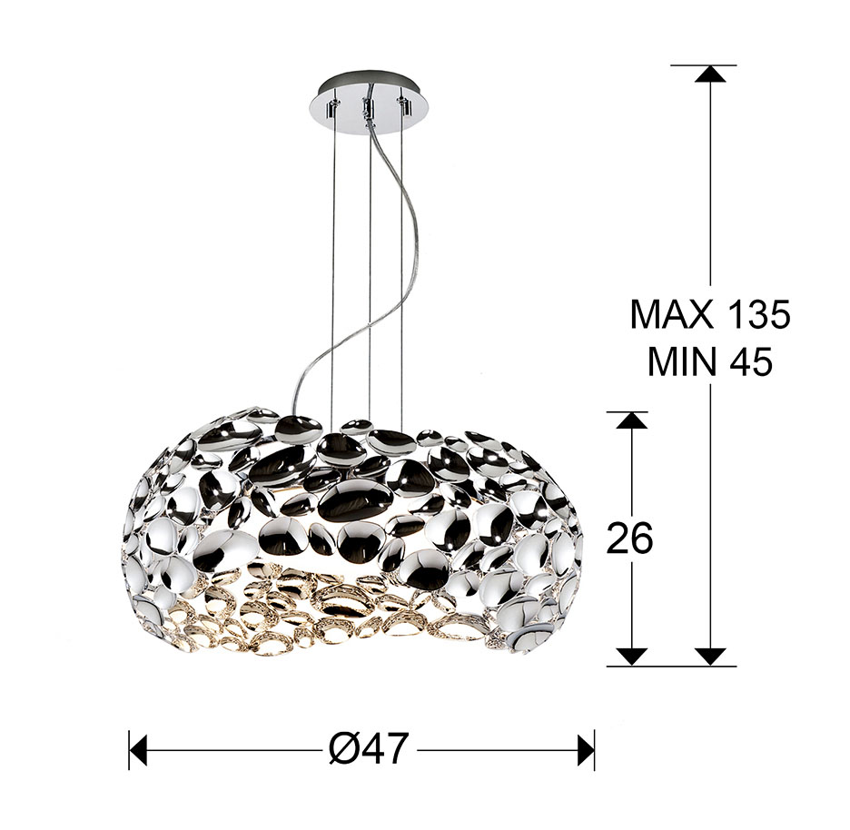 Medidas Lampara 5l Narisa Diámetro 47 Cromo