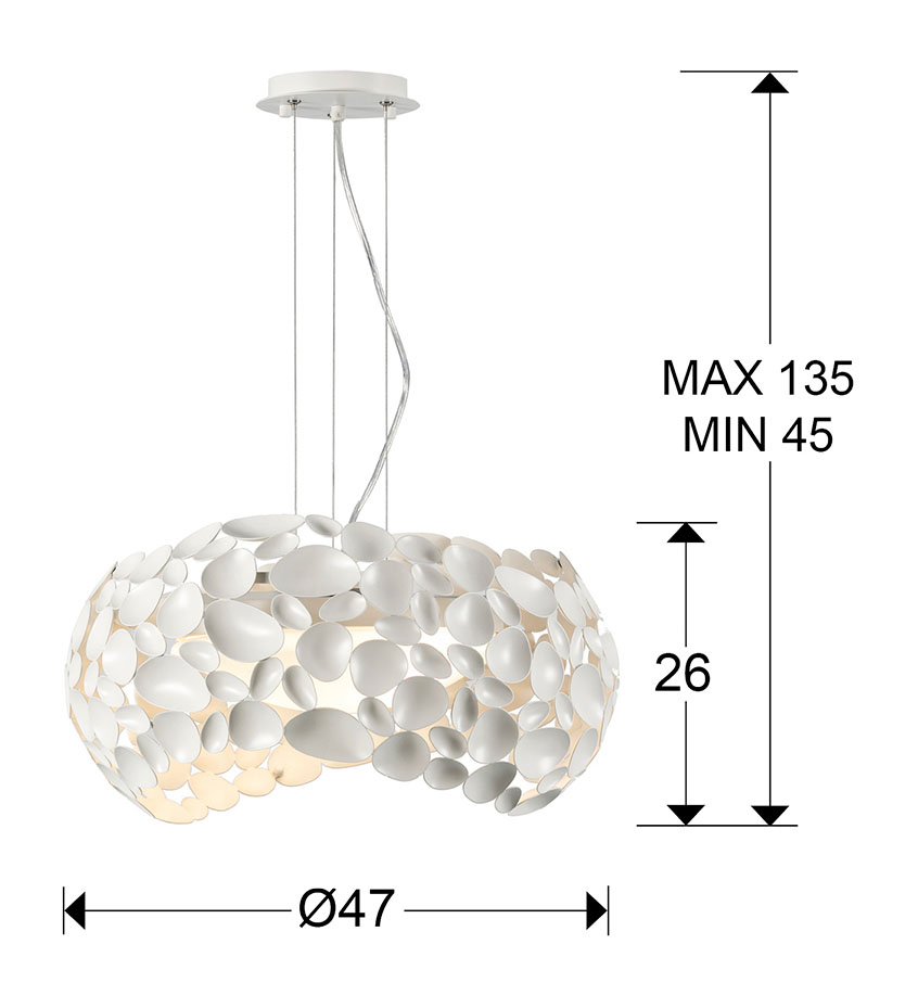 Medidas Lampara 5l Narisa Diámetro 47 Blanco