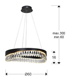 Medidas Selene  Lámpara Diámetro 60 Negro Cristal