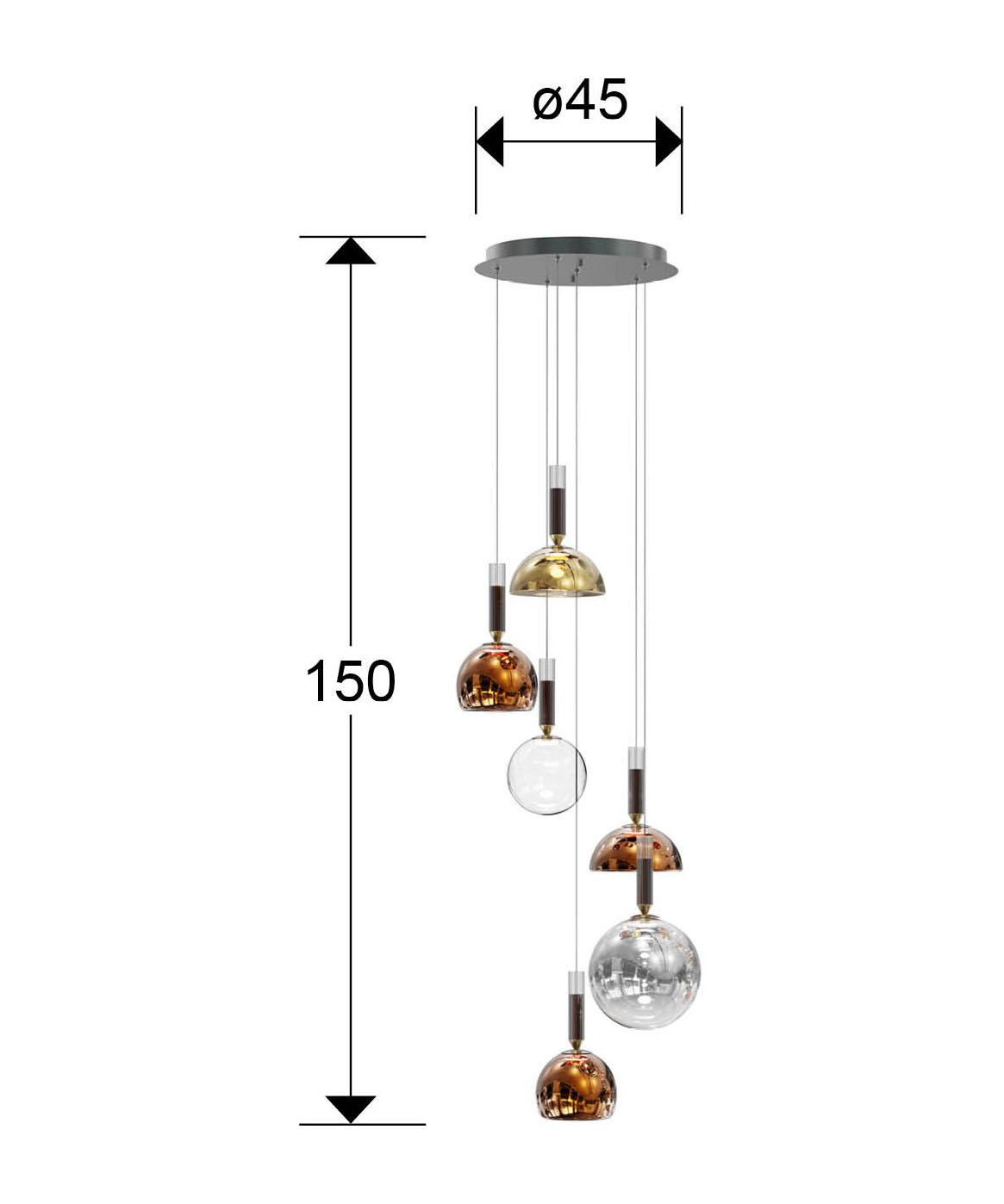 Medidas Charlize Lámpara 6l Colores
