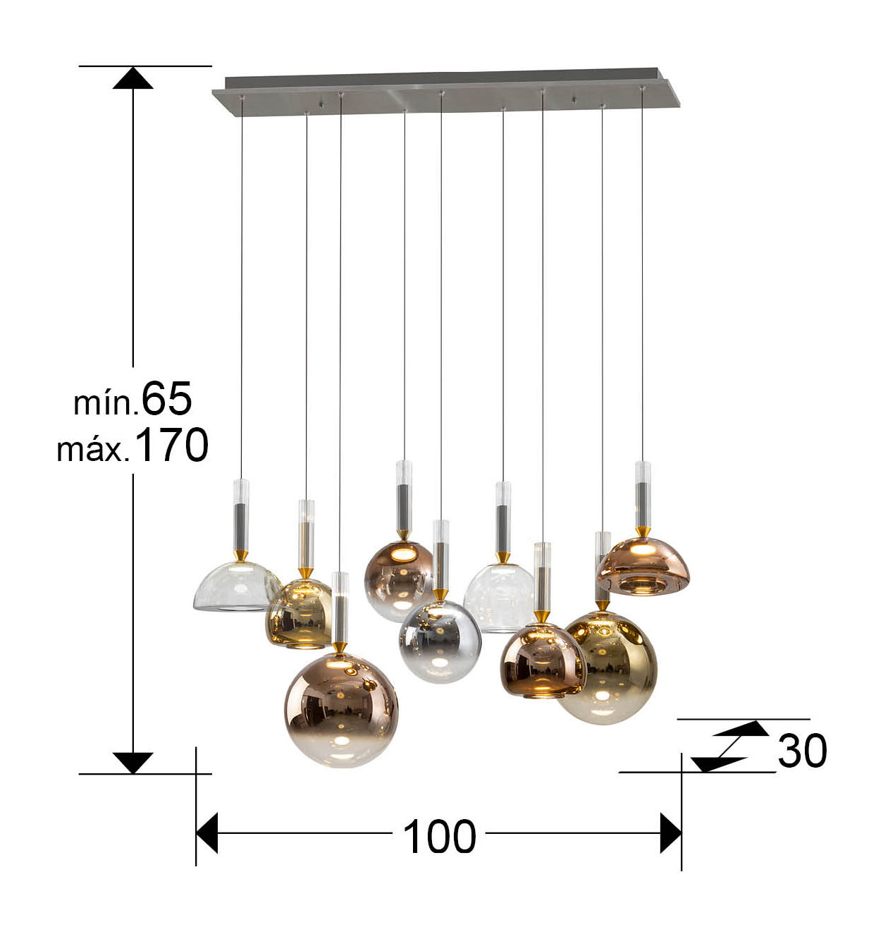 Medidas Charlize Lámpara 9l Colores
