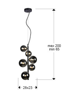 Medidas Lámpara 6l Astros Negro