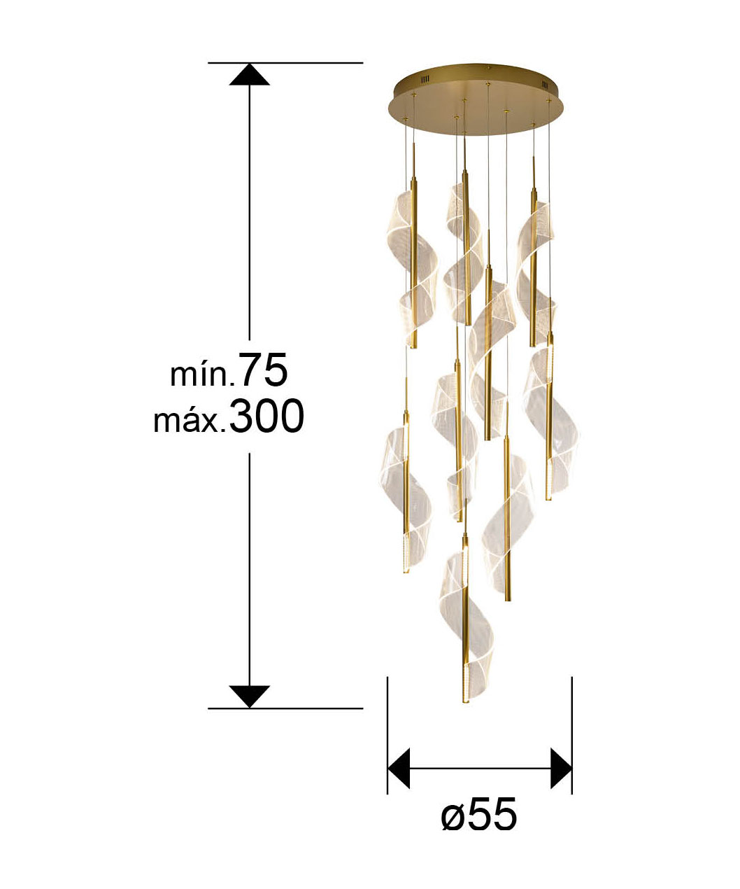 Medidas Velas Lámpara 9l Oro Dimable