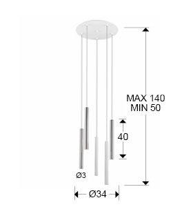 Medidas Lamp Varas Cromo-blanco 5 Dim 