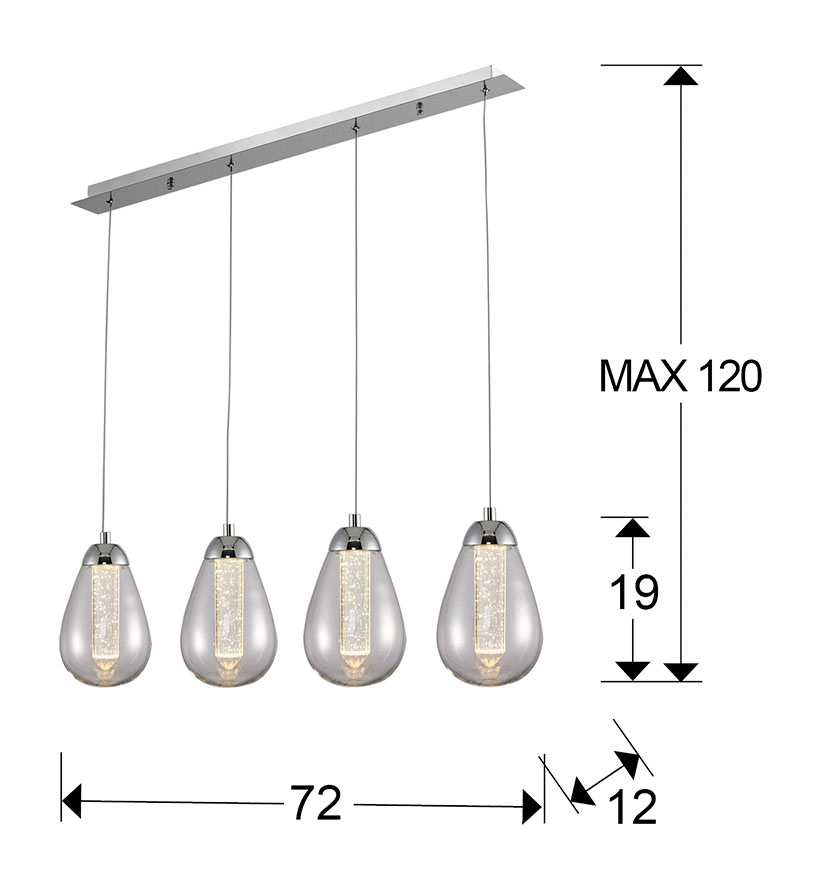 Medidas Lampara Taccia 4l Led Cromo