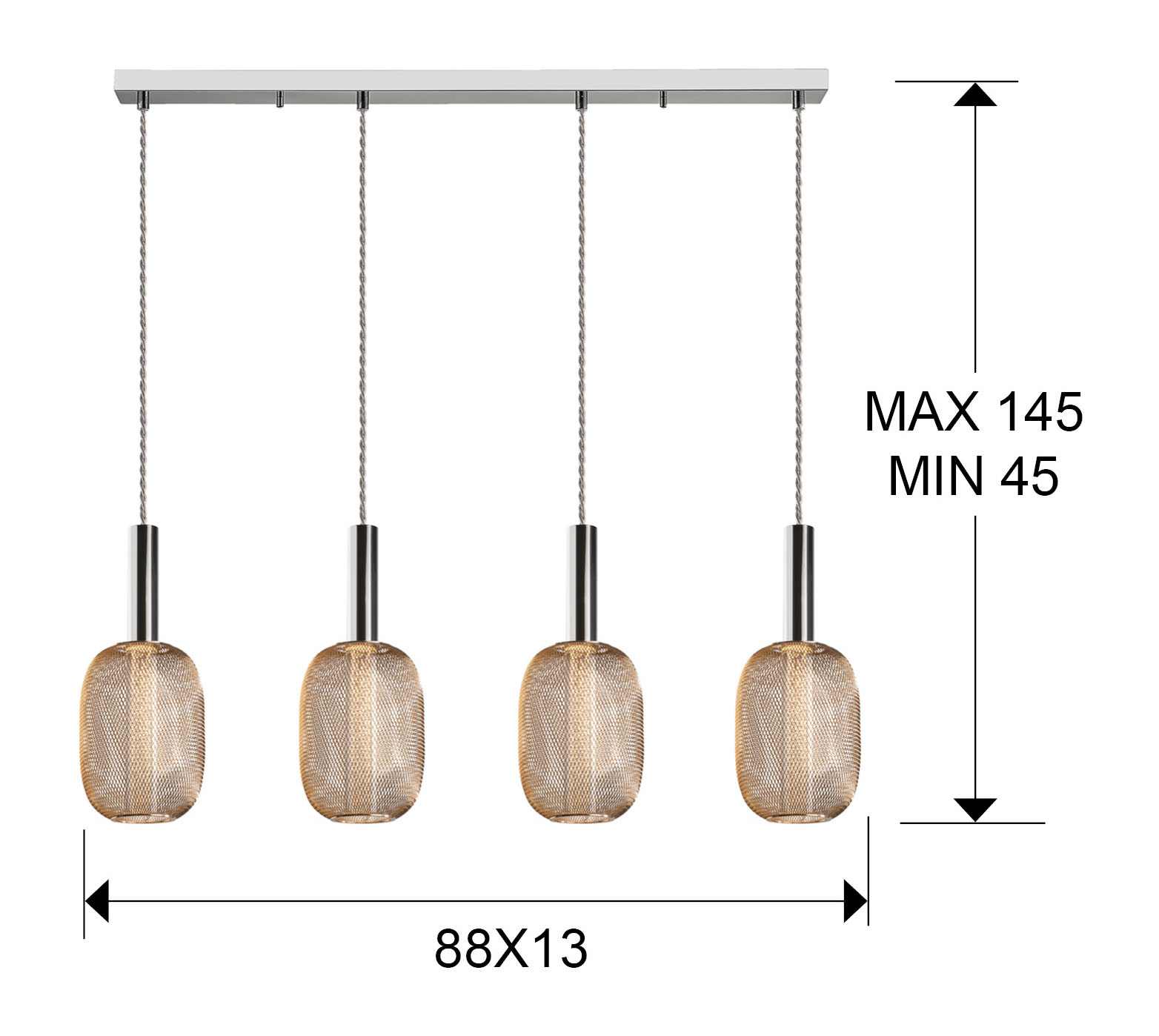 Medidas Lámpara 4l Micron Cromo-oro