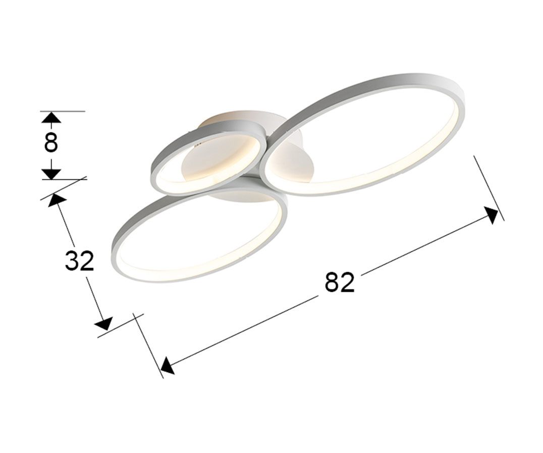 Medidas Plafón Sios Led 3 Aros Blanco