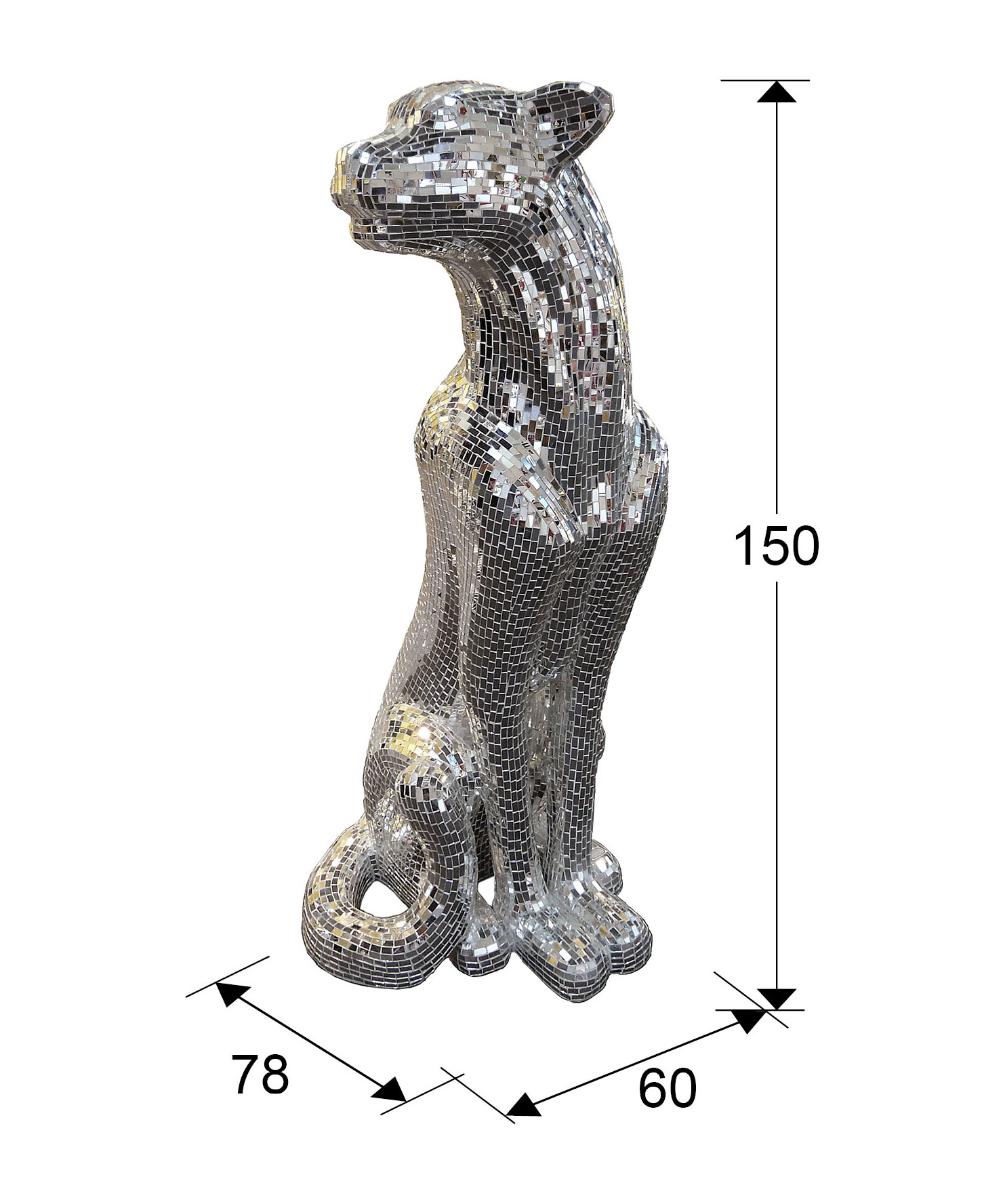 Medidas Figura Leopardo Baguira Plata Der