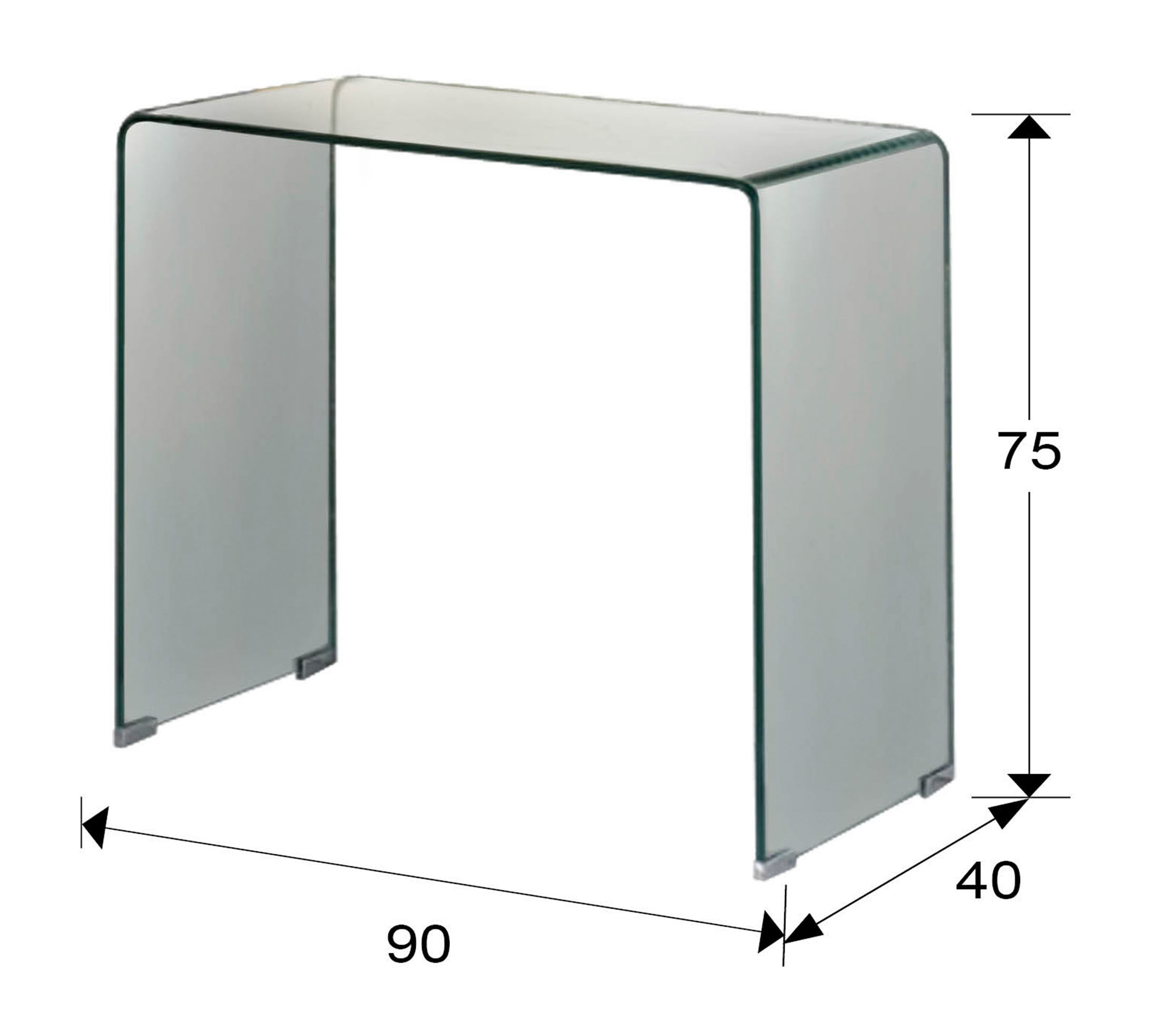 Medidas Consola Glass Transparente