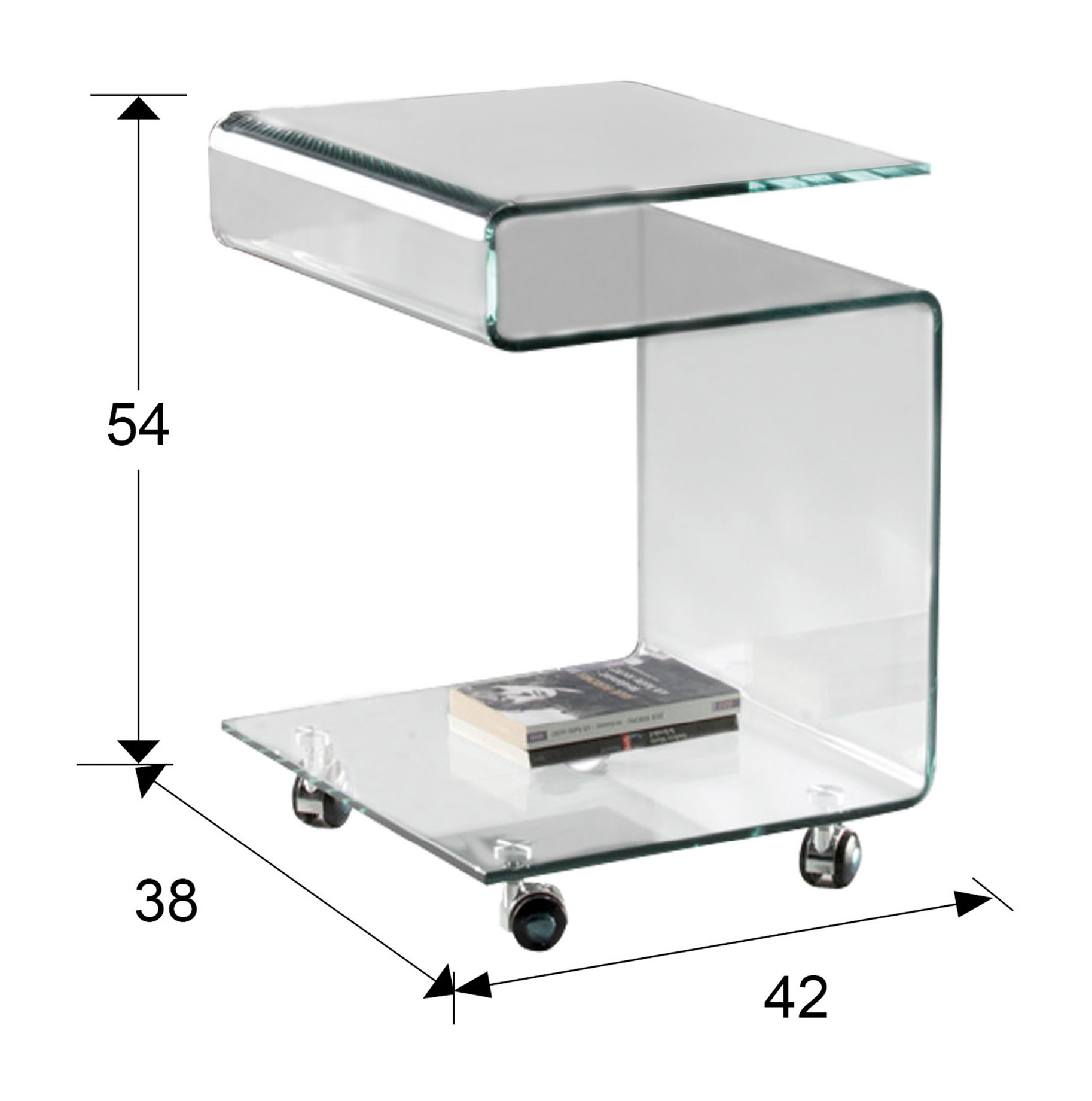 Medidas Mesa Auxiliar Glass  Transpte 