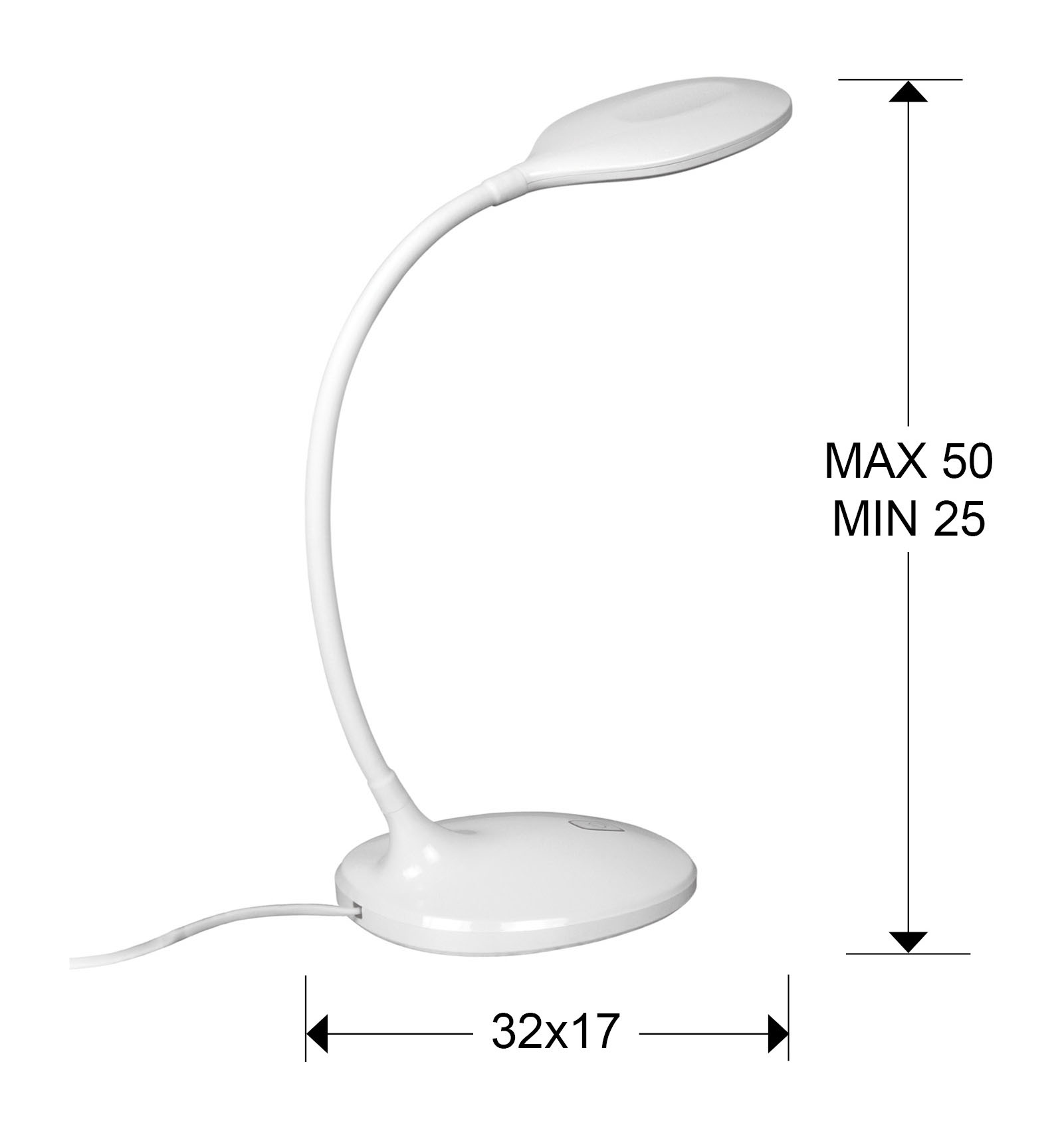 Medidas Sobremesa Led Scoop Blanco