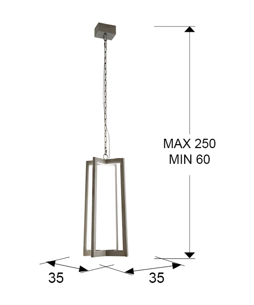 Medidas Lámpara Kuma Inox Led