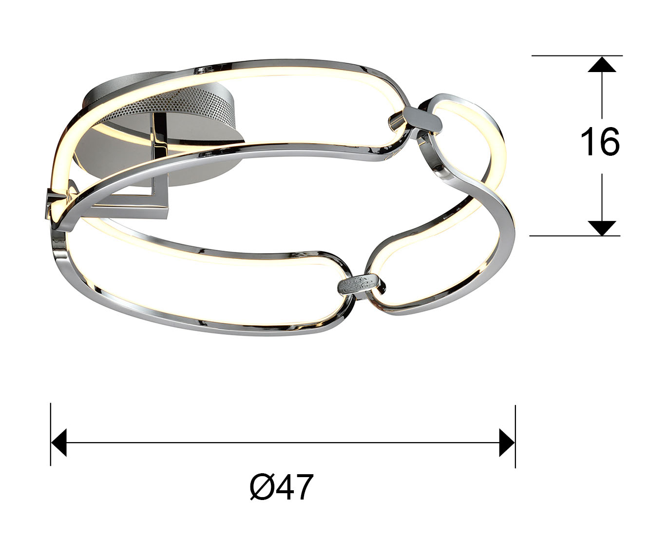 Medidas Plafón Led Colette Diámetro 47 Cromo