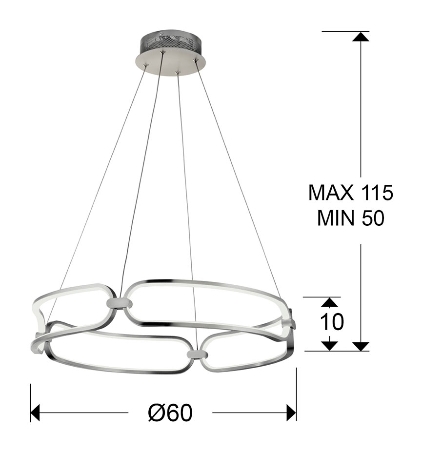 Medidas Lámpara Led Colette 60diámetro Cromo