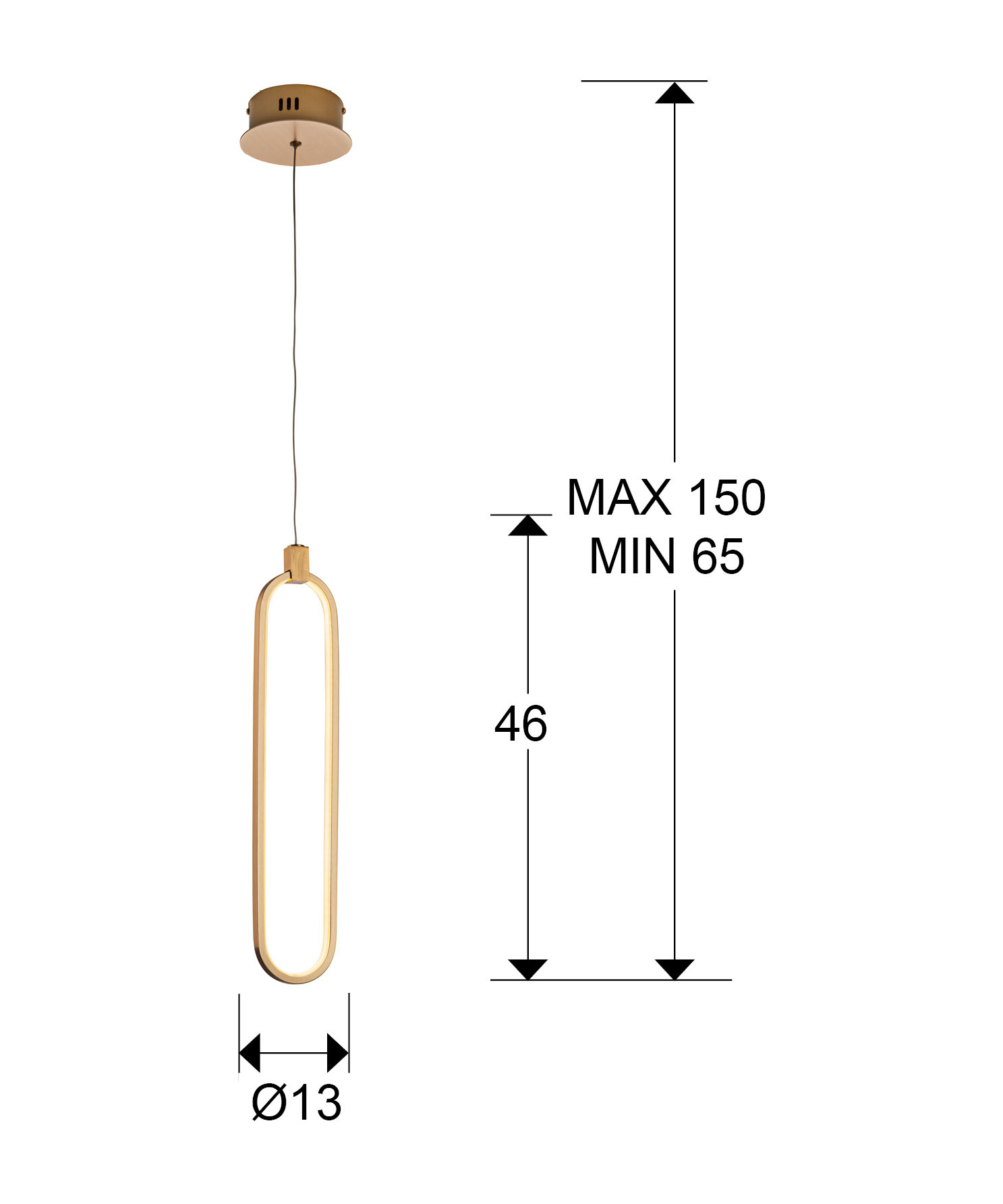 Medidas Lámpara 1l Led Colette Oro Rosa
