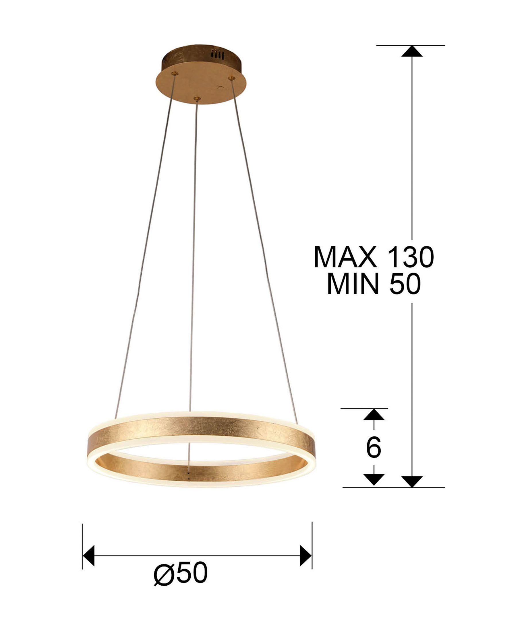Medidas Lámpara Led Helia Oro 50diámetro