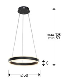 Medidas Helia  Lámpara Led Negro Mate 50d