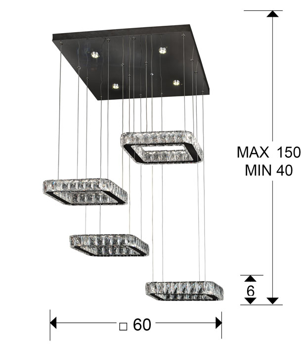 Medidas Lámpara Led Diva 4 Cuad Dimable