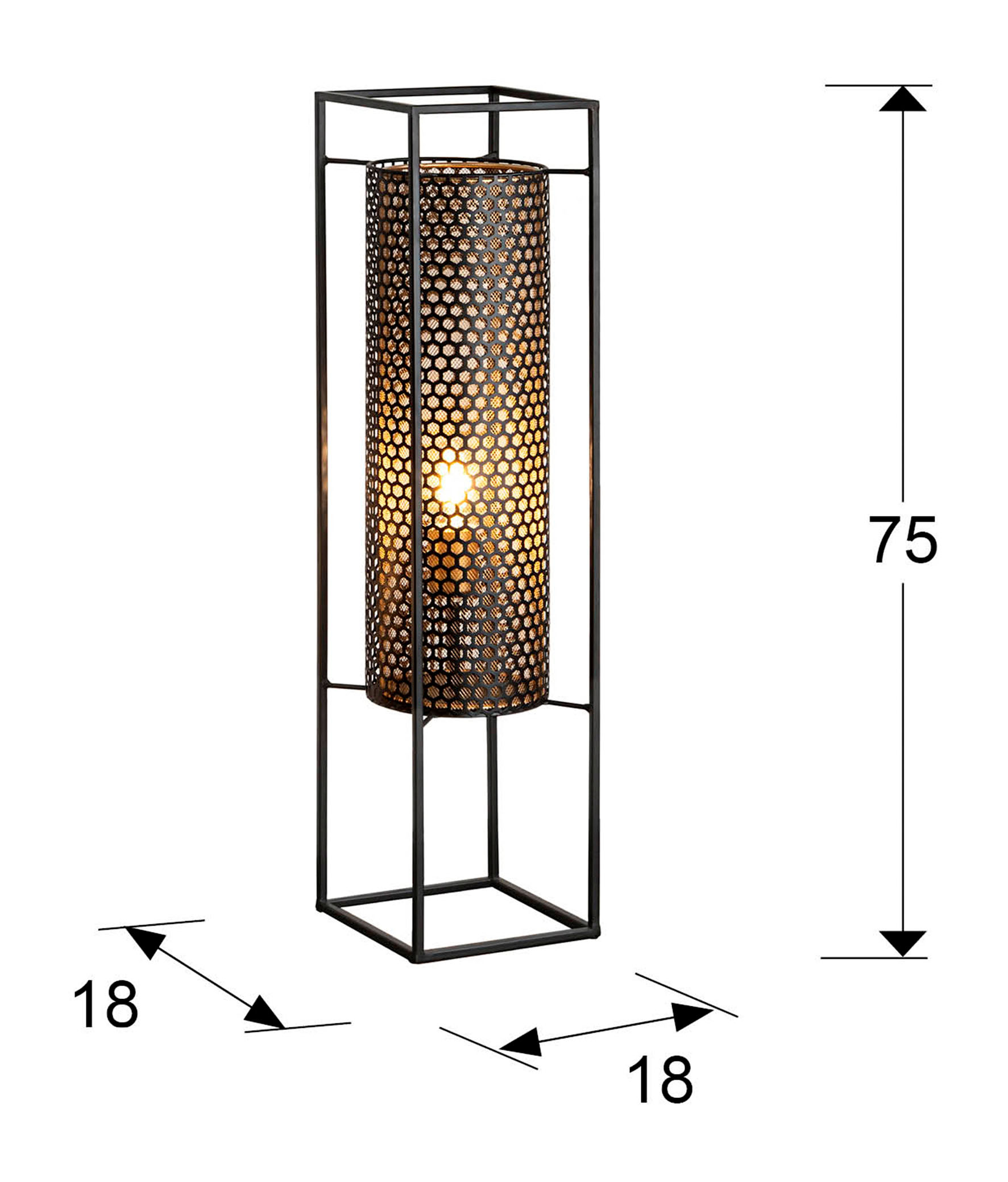 Medidas Farol Grande Vera Negro-oro