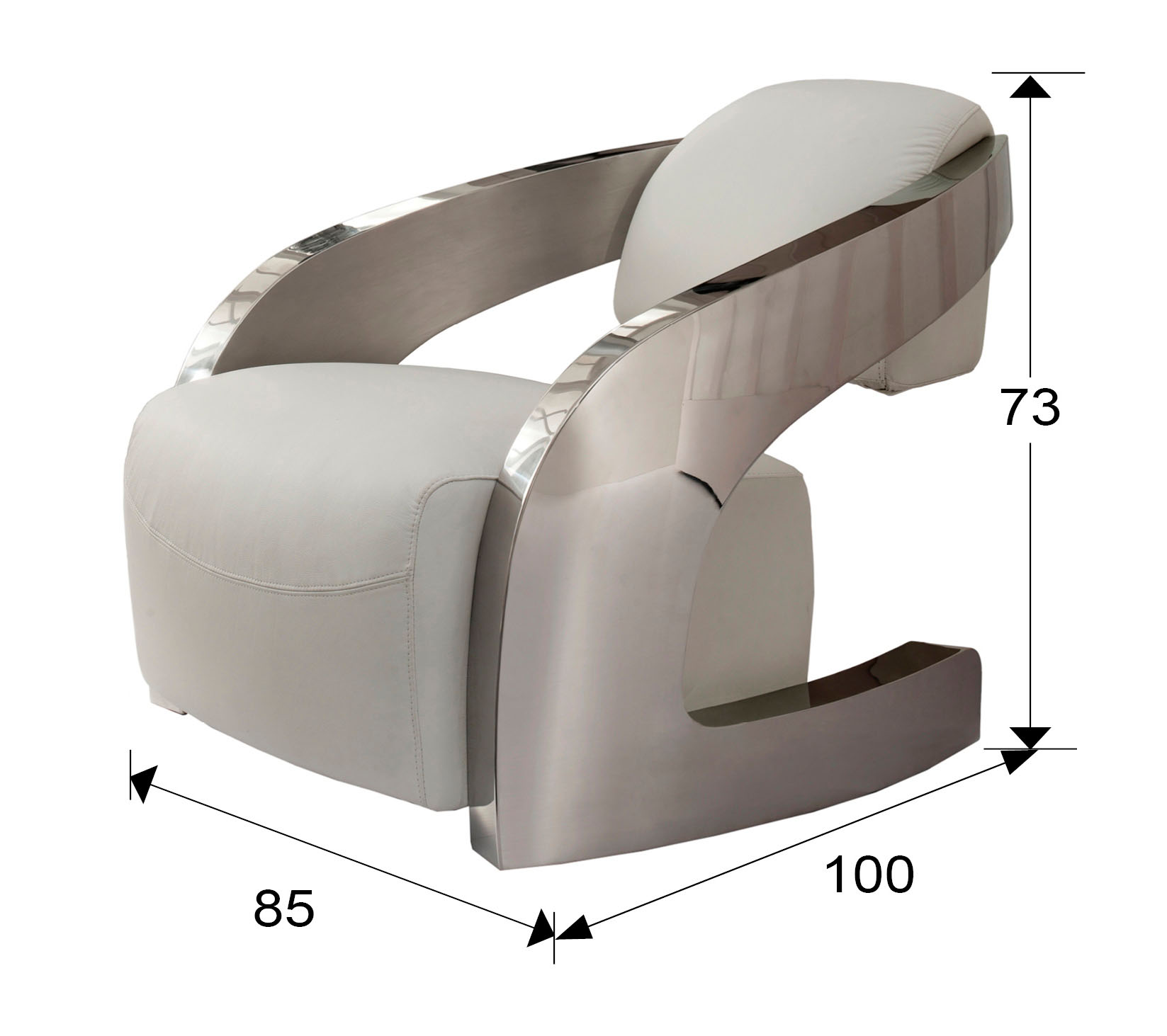 Medidas Sillon Amanda Acero Blanco
