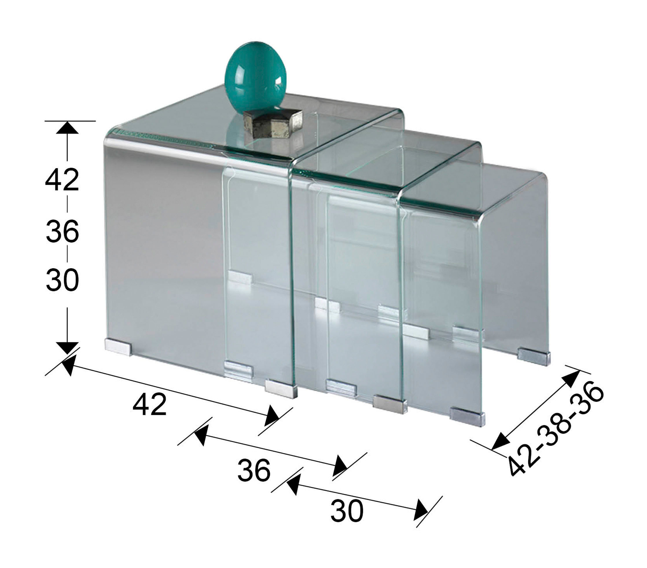 Medidas Mesas Nido Glass Transpte 