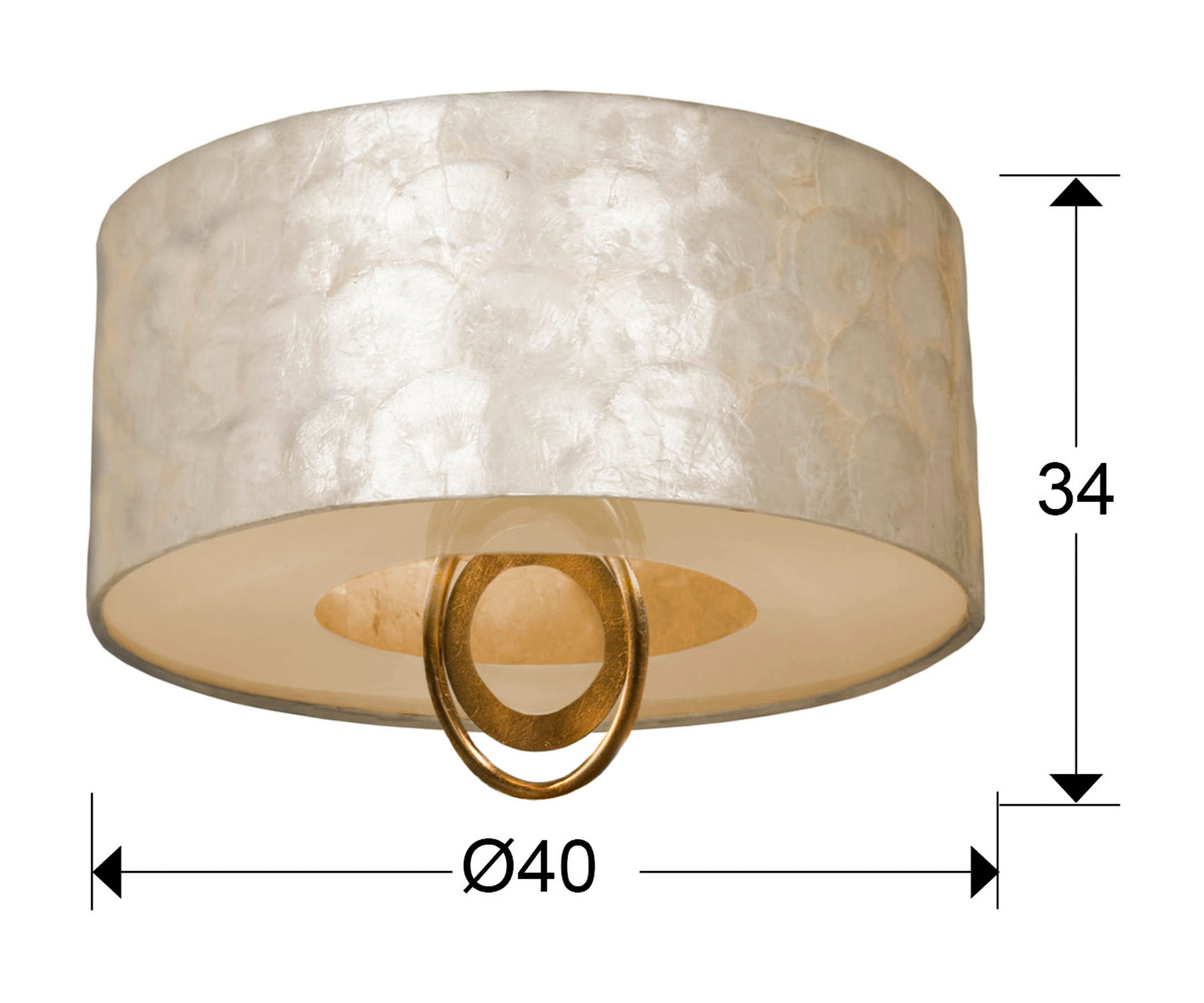 Medidas Plafón Eden Oro Diámetro 40 3l