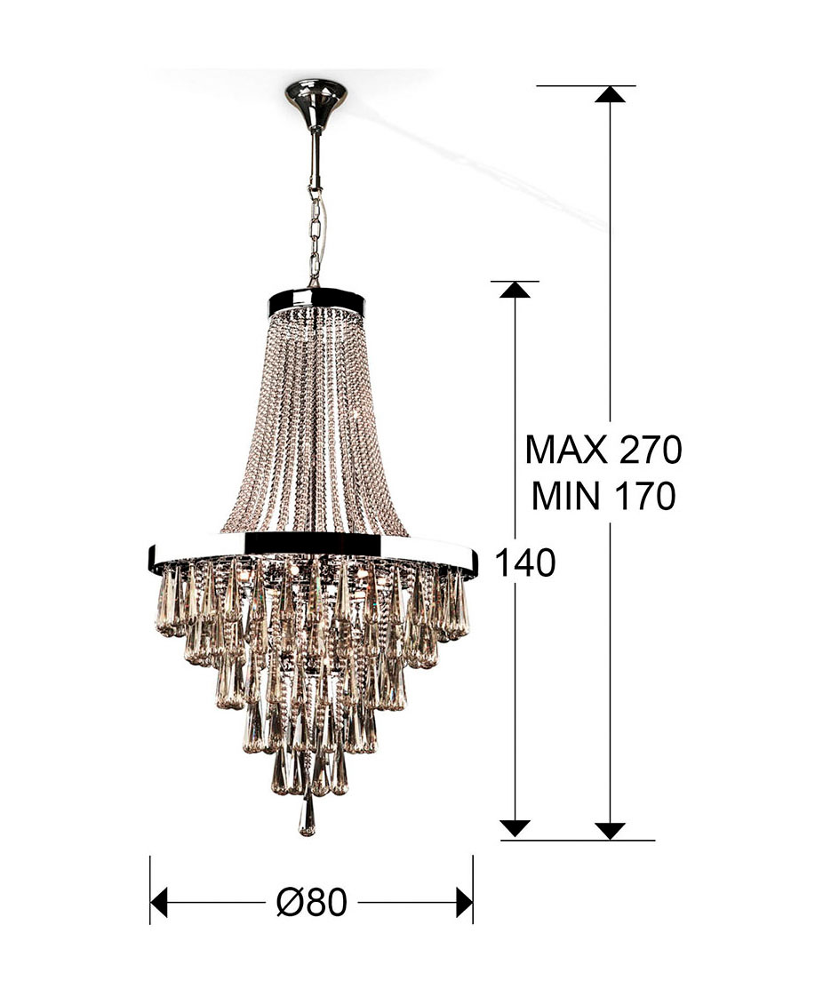 Medidas Lámpara 22l Palace Met-crist 