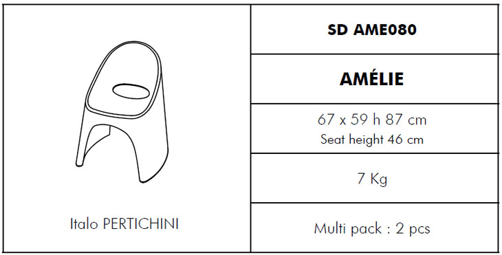 Medidas silla Amélie SLIDE Design