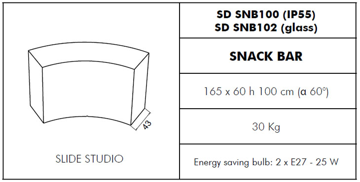 Medidas Barra con luz Snack Bar Slide Design