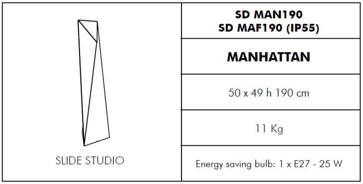 Medidas lámpara de jardín Manhattan Slide Design