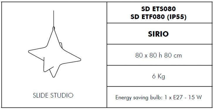 Medidas lámpara de exterior Sirio Slide Design