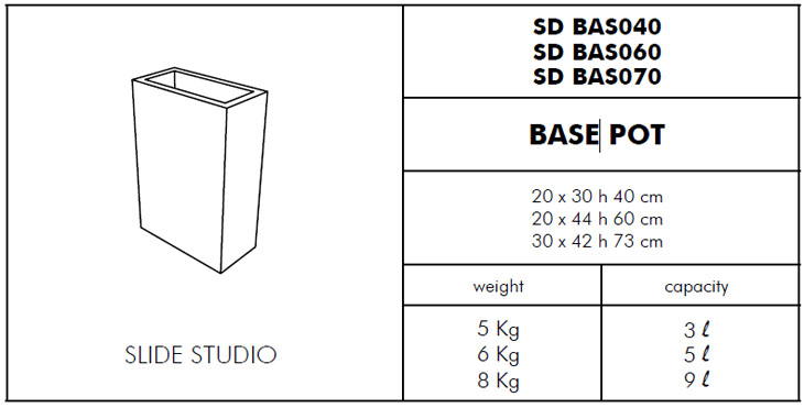 Medidas maceta Base Slide Design