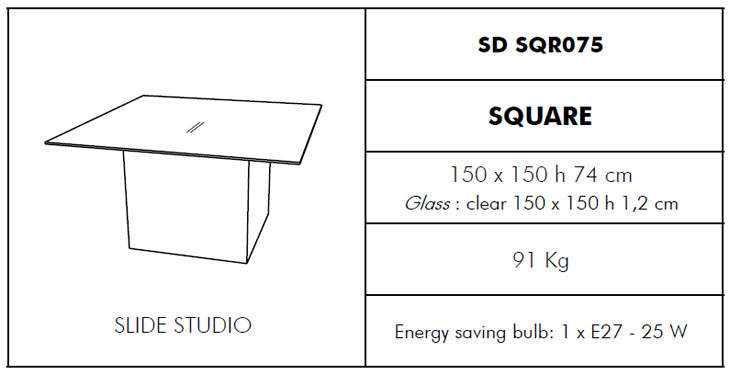 Medidas mesa de jardín Square Slide Design