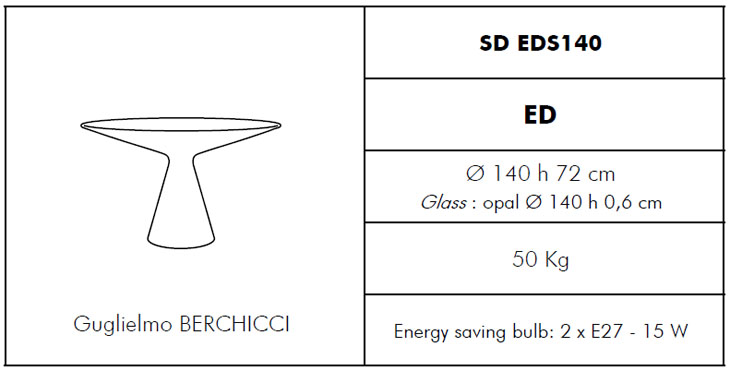 Medidas mesa de exterior con luz Ed Slide Design