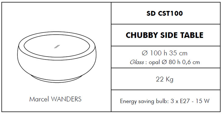 Medidas mesita exterior Chubby Slide Design