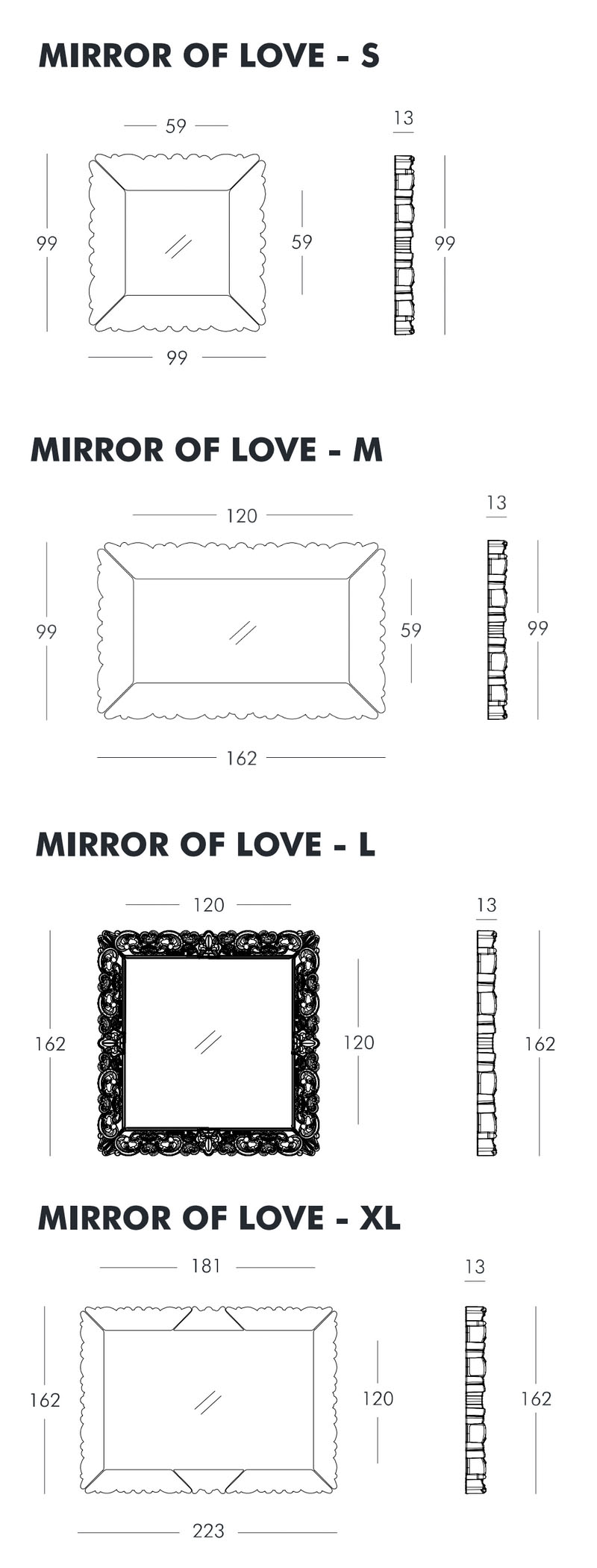 Medidas espejo Mirror of Love