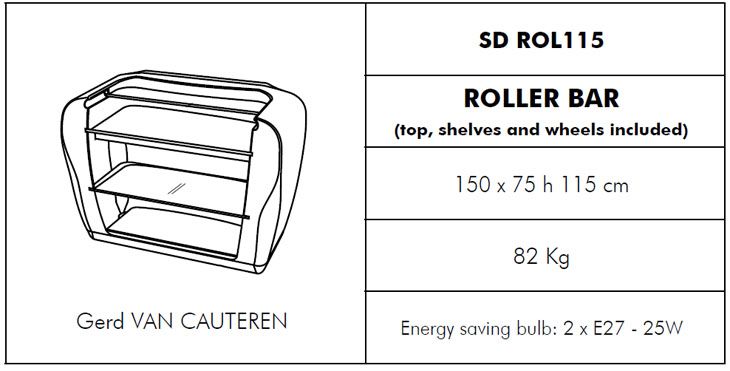 Medidas barra de bar con luz Roller Bar SLIDE Design