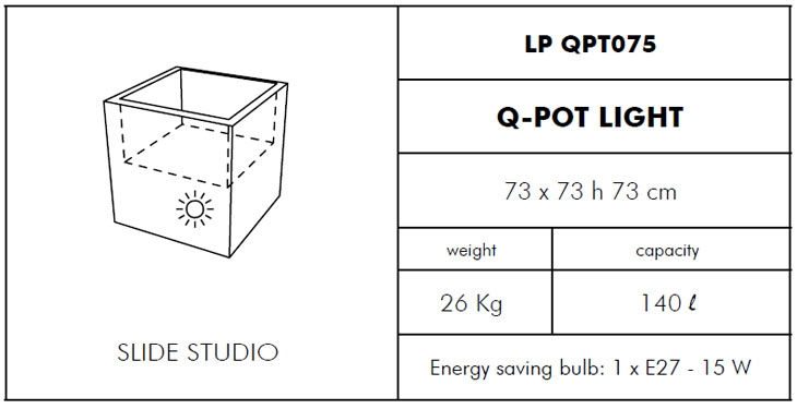 Medidas maceta iluminada Q-Pot SLIDE Design