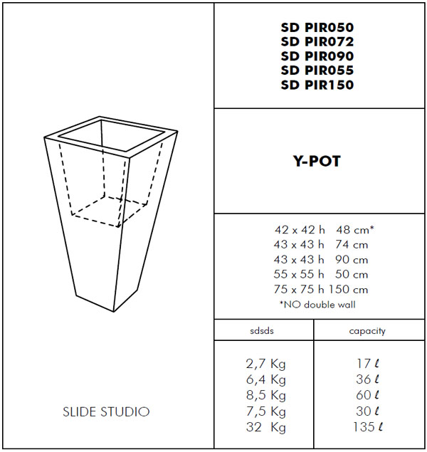 Medidas maceta Y-pot SLIDE Design