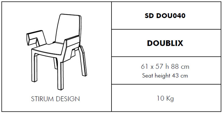 Medidas silla Doublix SLIDE Design